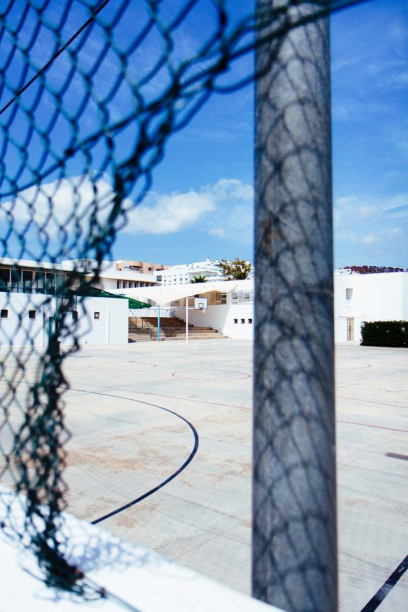 basketball court grey chain link fence sports
